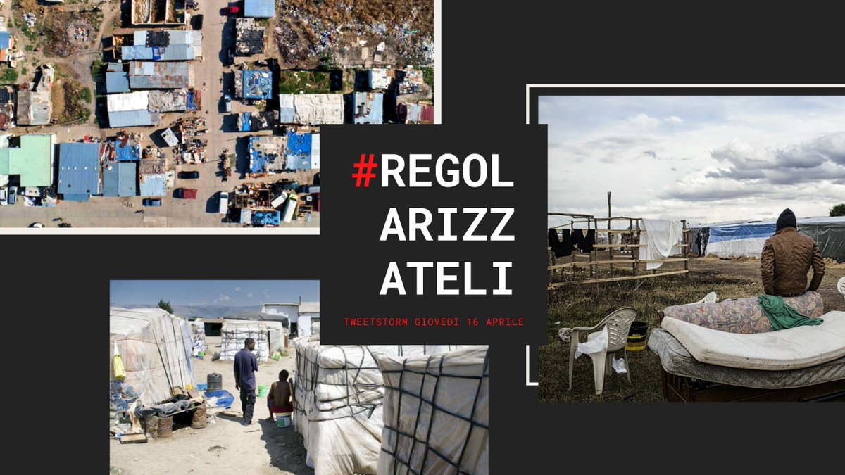 Il tempo stringe e il #COVID19 è una minaccia per chi vive nei ghetti e nelle baraccopoli. Alle 10 lanciamo un tweetstorm per dire: #Regolarizzateli! Partecipa alla mobilitazione! 👉🏿 bit.ly/34AHIwg