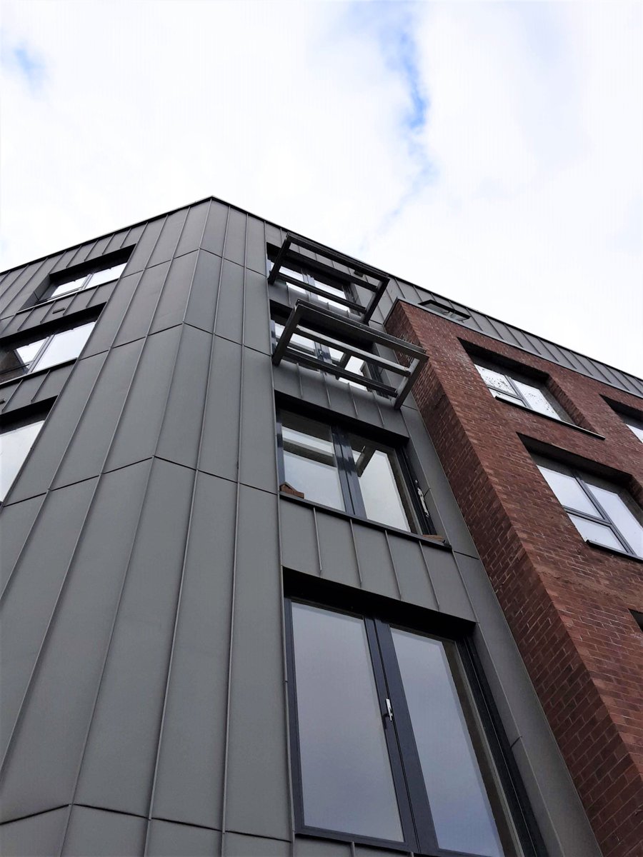 LongworthFacade's tweet photo. Our Elzinc slate standing seam facade at Atlas Street Care Home in St Helens. #sthelens #northwest #elzinc #SIGDT #longworth #zinc #facade #standingseam #local #naturalmetal https://t.co/5HNNsKrMAE
