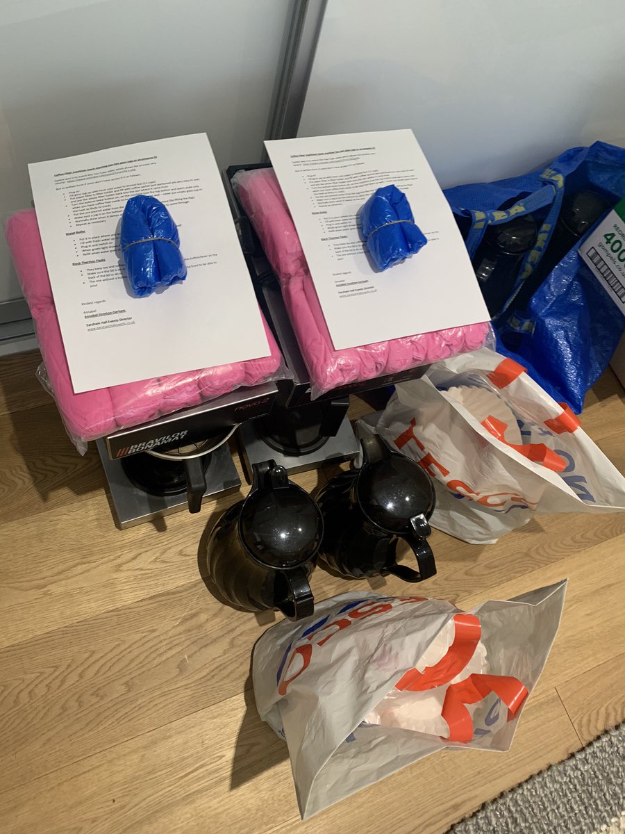 peoplepowered20's tweet photo. Our East of England team have been busy delivering PPE accross Norwich &amp; surrounding areas incl 100’s of generously donated shoe covers. 
And because everyone needs access to tea &amp; coffee, we dropped off a few borrowed coffee makers for #NHS staff in temporary #yellowsites too. https://t.co/wkXE0M70u6