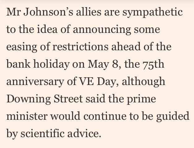 We’re not going to talk about the exit strategy openly and in a way that inspires confidence the planning is happening.... but we’re happy to anonymously brief the press about timing (from FT)