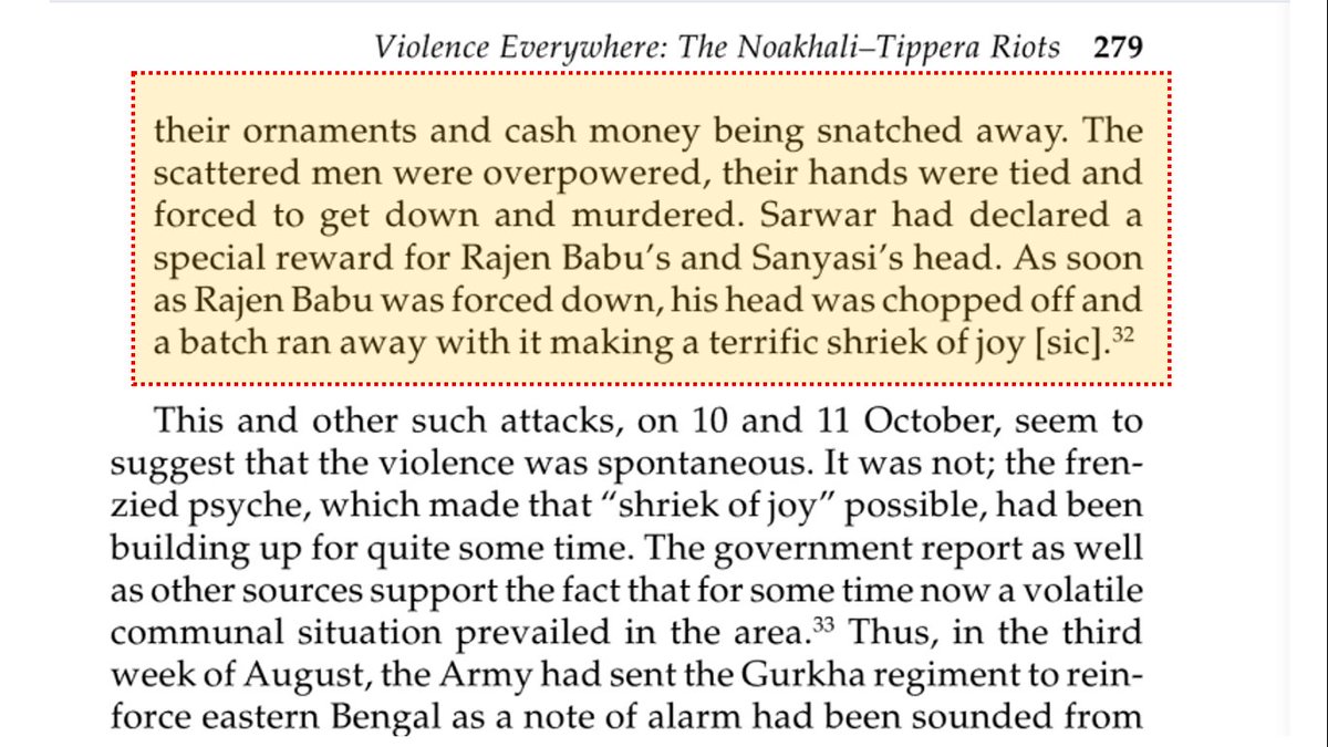 24/n  @OpusOfAli Rajen Babu's chopped head gave them enormous joy. Why not, there was also a special reward for his "head". Source: Communalism in Bengal, pg 279I just feel how much joy would they have drawn by making 400 stabs to  #AnkitSharma