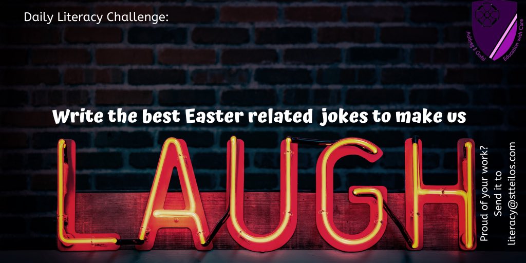 stteilos_lit's tweet photo. Knock, knock! Got a joke? Everyone needs reason to smile so letβs all share our best Easter themed jokes in the comments! @stteilos_Lower @stteilos_Middle @Teilos6thForm #easterfunny #ShareaSmile #teamteilo https://t.co/ha9ZZkdywy