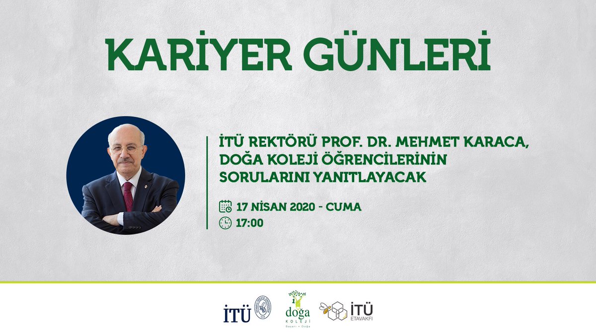 Haydi Şimdi Kariyer Zamanı!
Geleceğini şimdiden planlayan Doğa’lılar, İTÜ Rektörü Prof. Dr. Mehmet Karaca ile Kariyer Günlerinde buluşuyor. Canlı yayında çalışkan arılarımızın sorularını yanıtlayacak Prof. Dr. Karaca’ya dogakoleji.k12.tr/kariyer-gunler… adresinden sorunuzu iletebilirsiniz.