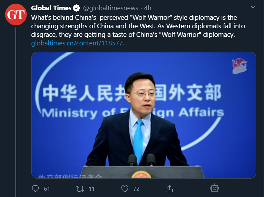 I cannot imagine any other country in the world talking like this and being taken seriously.Seriously, this is the real world, and it's really awful right now.It's like the CCP is living in an alternate universe where we somehow need bland statements and movie quotes.