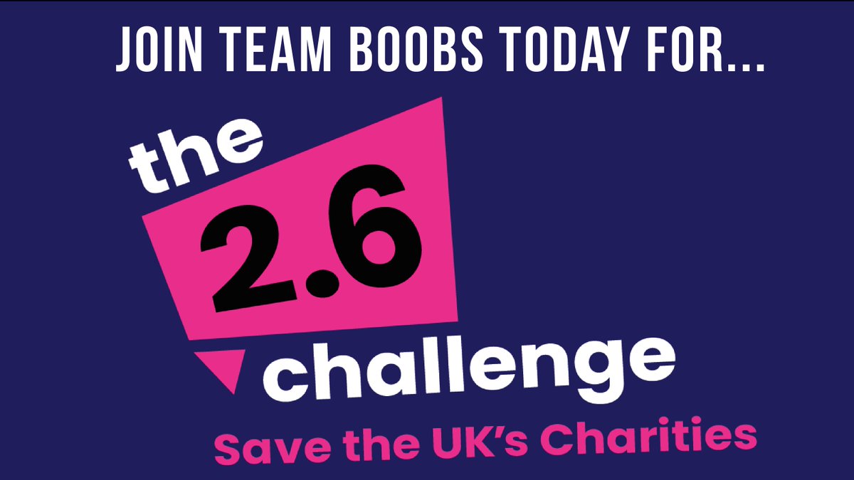 Join #TeamBoobs for the #TwoPointSixChallenge and help save UK Charities like us! COVID-19 has caused the cancellation of thousands of fundraising events, so it's time to #ComeTogether and take part in a challenge based around the number 26. Sign-up now at bit.ly/2RHkQ8W