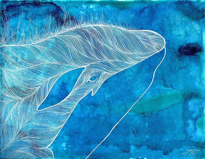 水棲生物をモチーフに作品を製作している画家です。 海の生き物