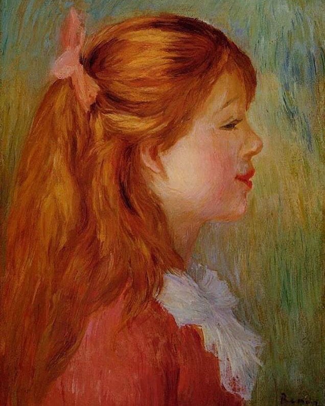 Young Girl With Long Hair In Profile by Pierre-Auguste Renoir (1890)