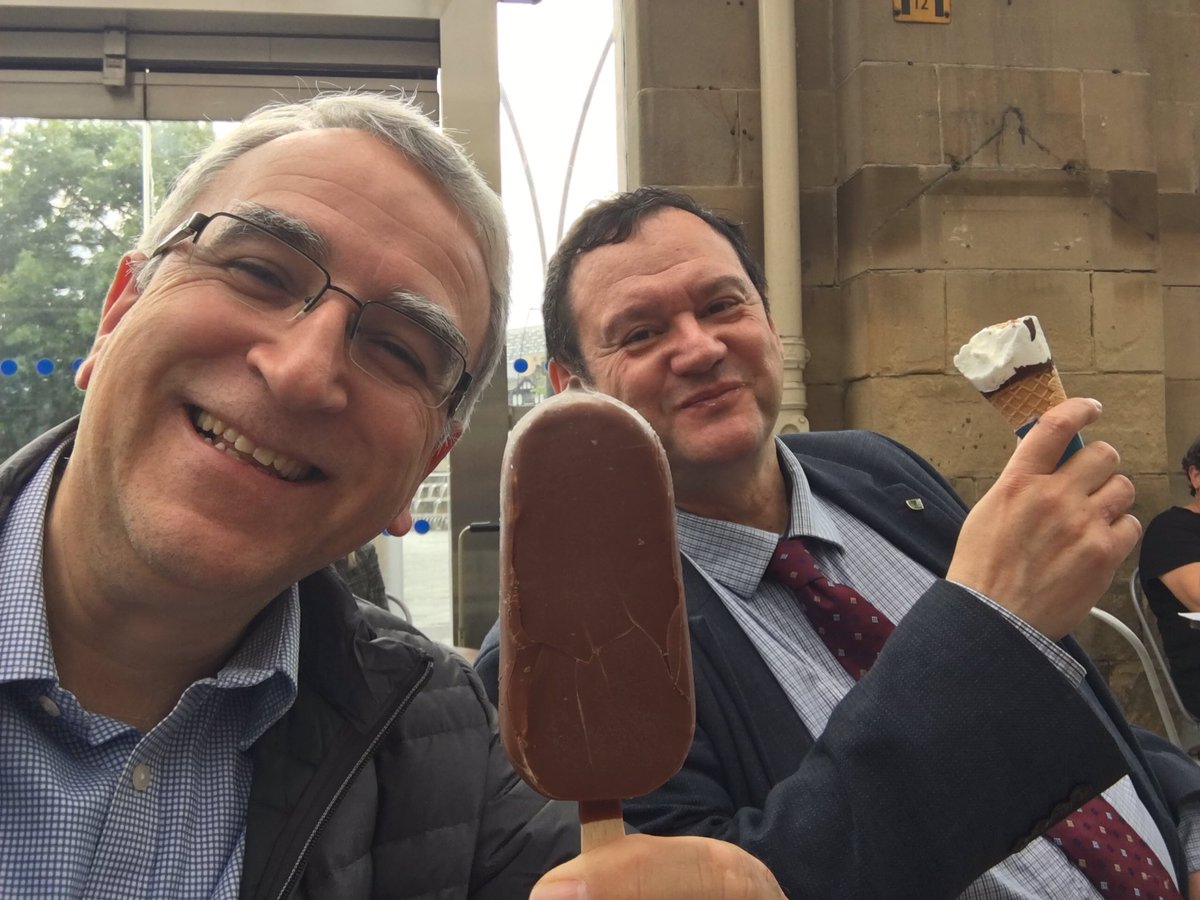 ProfMem's tweet image. Over the weekend I have lost a dear friend and a colleague, Prof Miltos Petridis, to Covid-19. Miltos was a great person, full of charm and a golden heart. I’ll miss him dearly as many of us will too.
Pictured here, Miltos and I likened to naughty school boys- bunking off school.