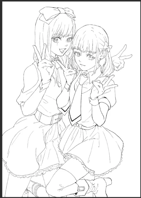 一日中推し武道で女の子描く練習してた。途中だけど、自分なりに描けるようになってきた気がするから見て🌝 