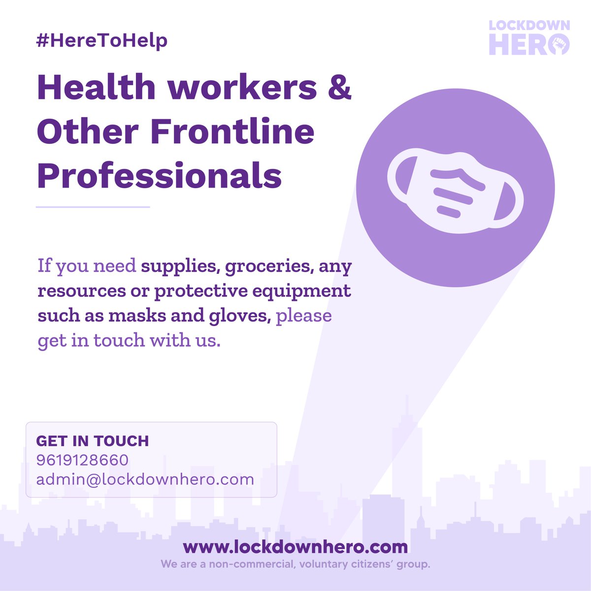 LockdownHero's tweet photo. #Doctors, #Nurses, #HealthcareProfessionals and other #FrontlineWorkers, we know you're going through a lot. 
If we can #help you with access to #essentials or #protectivegear, please reach out to us. 
We salute your service to our people. https://t.co/oqUY98We7w