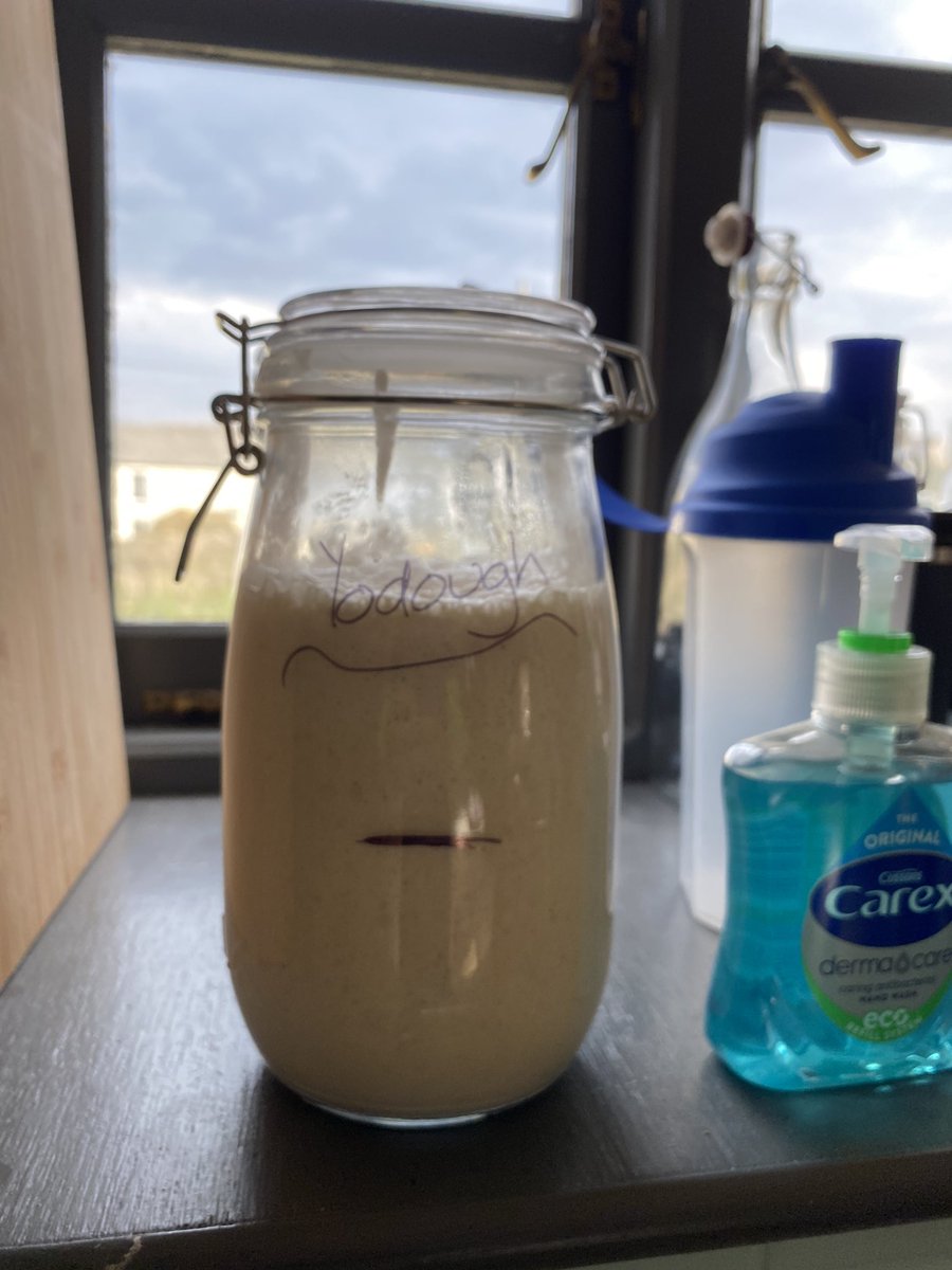matthulse's tweet image. My new lockdown hobby thanks to @PaulHollywood’s How to bake book. Sourdough starter should be ready for Saturday!