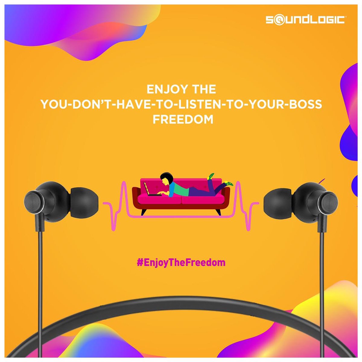SoundLogicIndia's tweet photo. This lockdown is a freedom, It’s your choice, Waste this time or use it wise! #SoundLogic #Earphones #Headphones #Design #Wireless #Bluetooth #voiceassitent #Music #Songs #Playlist #Bass #Musiclovers #TrendingSongs #Artist #Instruments #WorkFromHome #Quarantine #Fun #Freedom https://t.co/DCPBDCMbvf