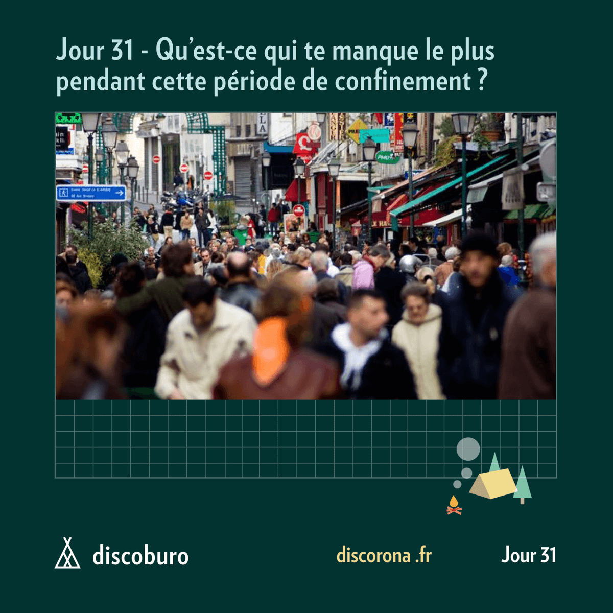 En ce moment, nous nous contentons de moins de choses qu'avant et nous en retirons beaucoup de positif. 🌻

Mais certains manques se font quand même ressentir..
Et vous, qu'est ce qui vous manque le plus ?

Répondez en commentaire ou sur discorona.fr #ConfinementJour31