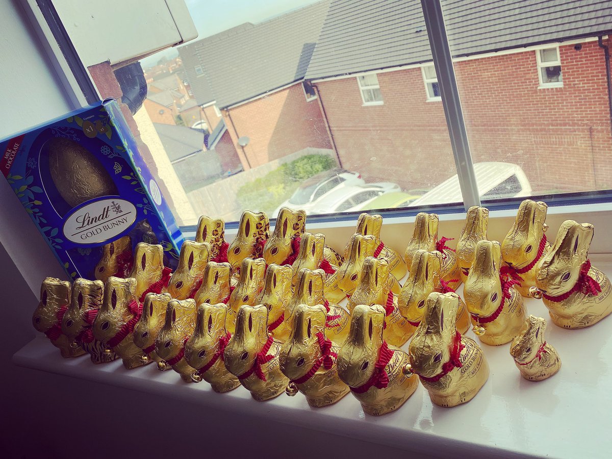 TeneilleOrmston's tweet photo. My Army Of Bunnies π° π #happyeastertome #lindtchocolate #lindt #happiness #isolationeaster https://t.co/k29Cn7mXxn