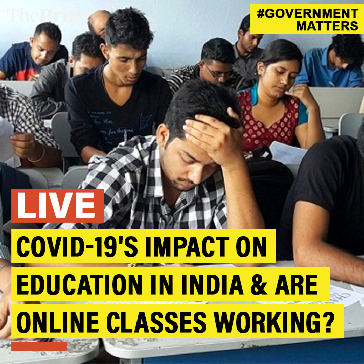 ThePrintIndia's tweet photo. Covid-19's impact on education in India and are online classes working?

On ThePrint's #GovernmentMatters today, @RuhiTewari &amp;  Kritika Sharma @S_kritika will take your questions LIVE at 4:30pm

Do send us your questions.

https://t.co/cuJctO2wM6 https://t.co/OVJlESGf6W