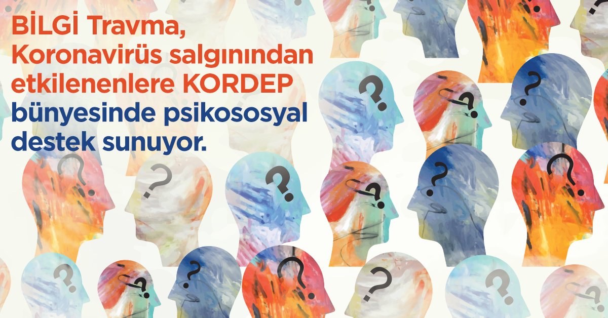 Koronavirüs Enfeksiyonu Online Ruhsal Destek Programı'na (KORDEP) destek veren BİLGİ Travma ve Afet Çalışmaları Uygulamalı Ruh Sağlığı Yüksek Lisans Programı, salgından etkilenen kişilere psikososyal yardım sunuyor. Detaylı bilgi için: bit.ly/3be0ThV