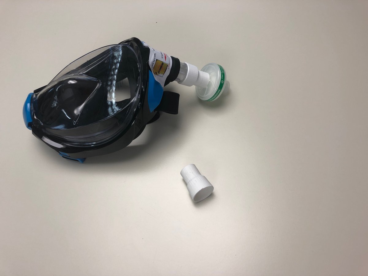tatehindle's tweet photo. We are #supporting our @NHSuk by creating full face #PPE respirators, with scuba masks and 3D printed connector valves.  

We were able to supply the first 20 connector valves and 20 #facemasks on #Easter Saturday morning.

#NHS #COVID19 #SupportTheNHS #3Dprinting #PPENow https://t.co/GZoNOoIyE6