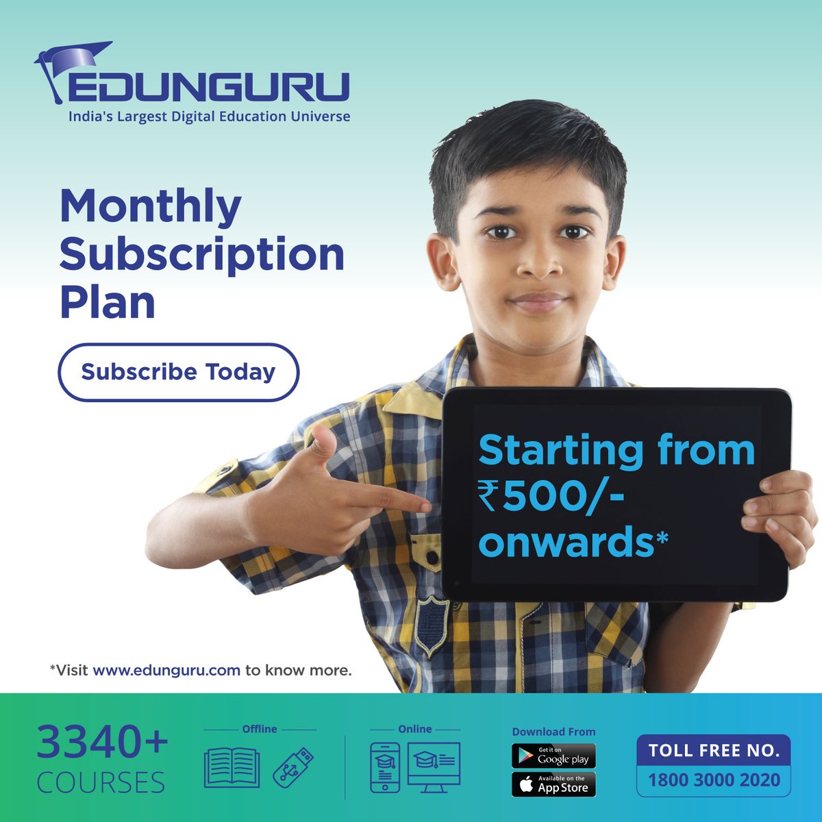edunguru's tweet photo. Edunguru India, brings to you a never before “Monthly Subscription Plan” starting from just Rs.500/- onwards. Get exclusive #SubjectTutorials for Class 6th – 12th, #GovernmentExams, #UPSC, #CAT, #NEET, #IIT & #SpokenEnglish.
.
Click on : https://t.co/812I9hGpSg to Subscribe today https://t.co/lQGlFUp7aE