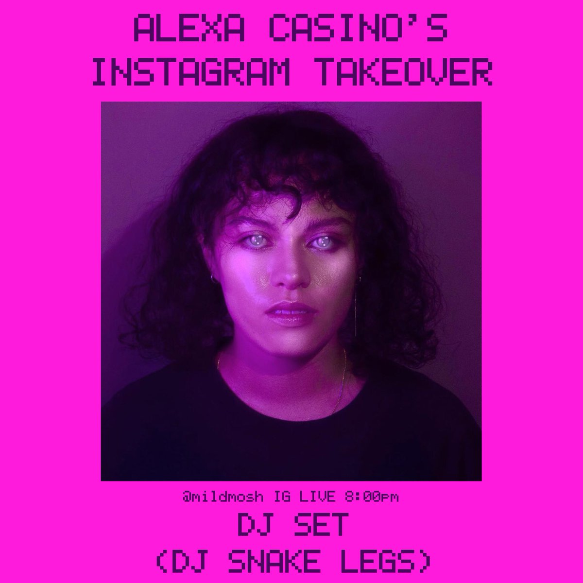 Although you may know her for her solo works, Alexa Casino switches it up for a very rare DJ set under the DJ Snakelegs alias. Tune in tomorrow at 8pm as DJ Snakelegs takes over the Instagram Live!