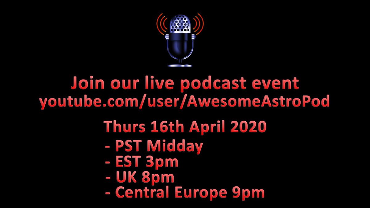 AwesomeAstroPod's tweet photo. Countdown commenced! The "Awesome Astronomy Reaction System for Emergencies" goes live via YouTube tonight! https://t.co/jQYf4Ewurq