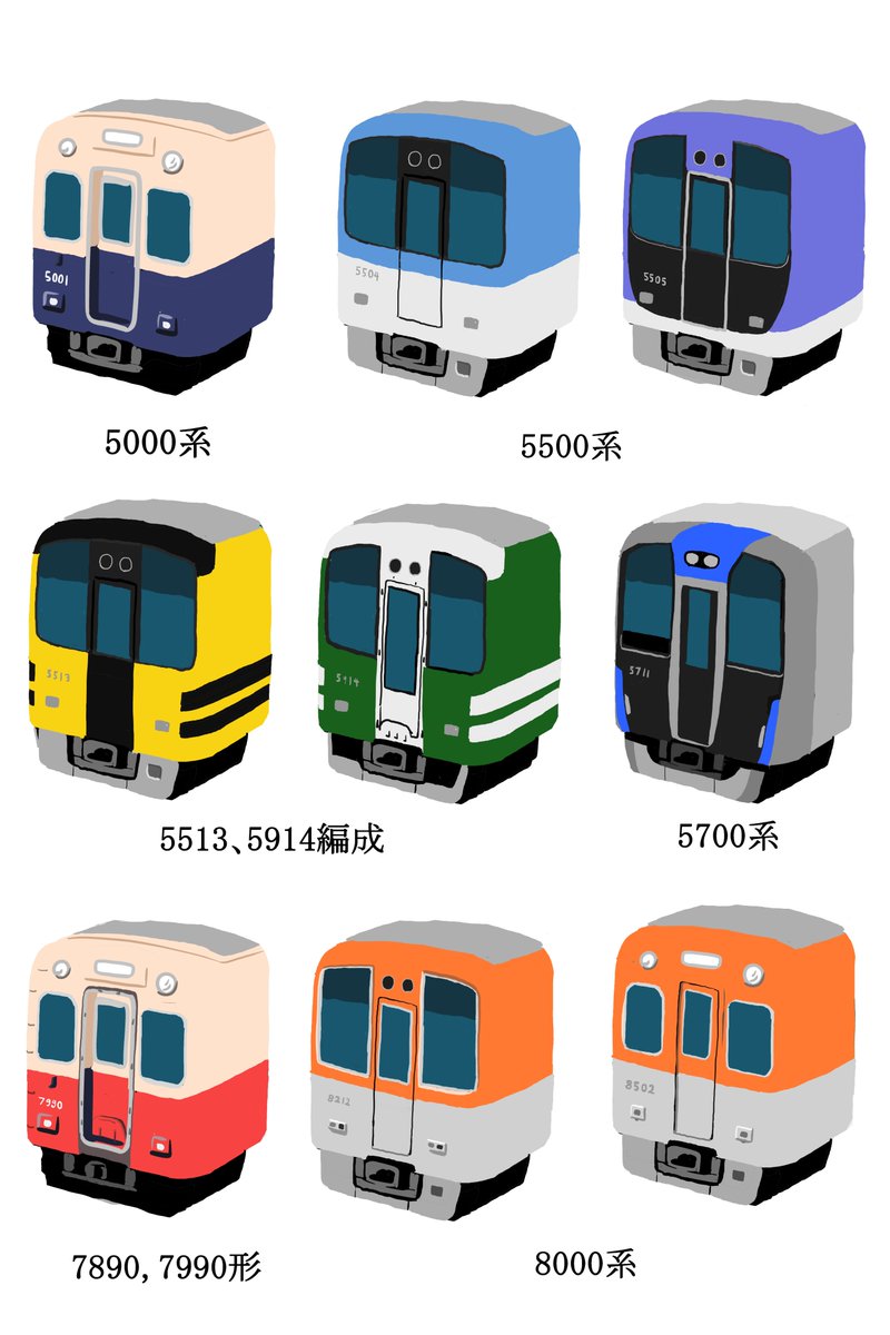 ぐそくむし Pa Twitter 私鉄電車の顔お絵かき 阪神電車編 おまけ付き