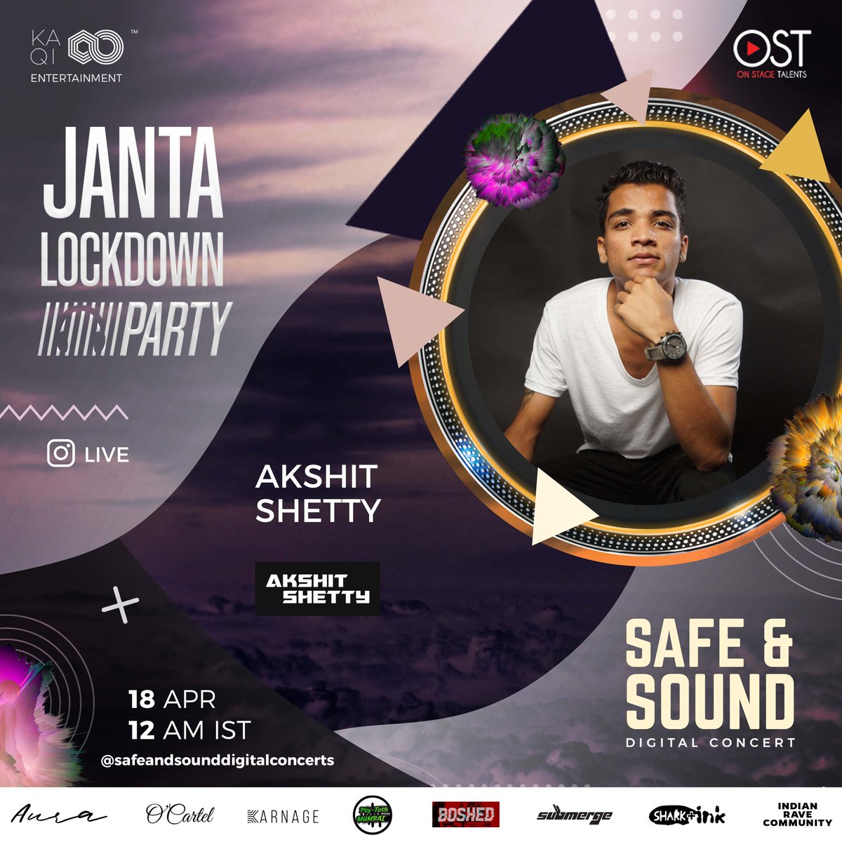 Some things in life are worth experiencing, do not miss to catch <a href="/akshitshetty09/">Akshit Shetty</a> live right on safe and sound digital concerts Instagram account on 18th april at 12am.
.
.
#JantaLockdownParty #SafeAndSound #SafeAndSoundDigitalConcerts #DigitalConcerts #Concert #DJ #AkshitShetty
