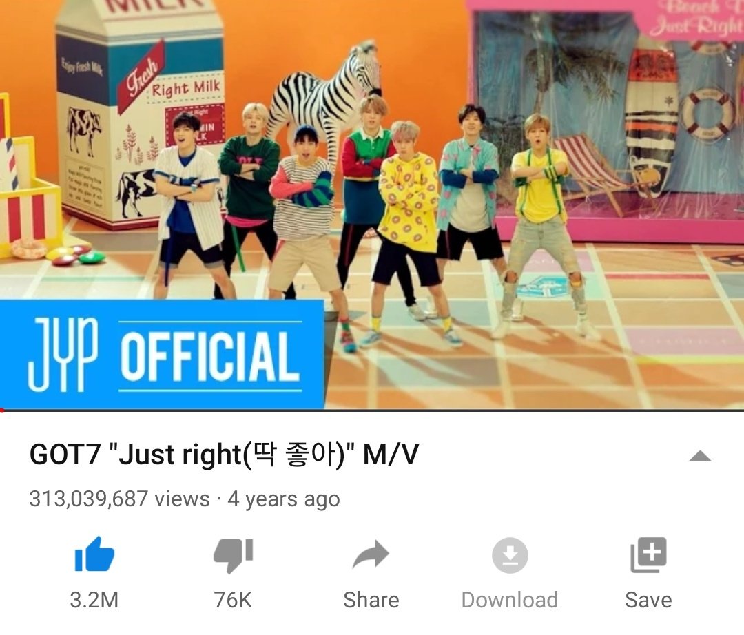 GOT7StreamTeam's tweet photo. Just Right MV has surpassed 313M views👏👏

Current Views: 313,039,687
Likes: 3.2M

MV Link: https://t.co/CINjaaBFAs

#GOT7
#GOT7_DYE
#GOT7_NOTBYTHEMOON
@GOT7Official https://t.co/5hlMLdDF4w