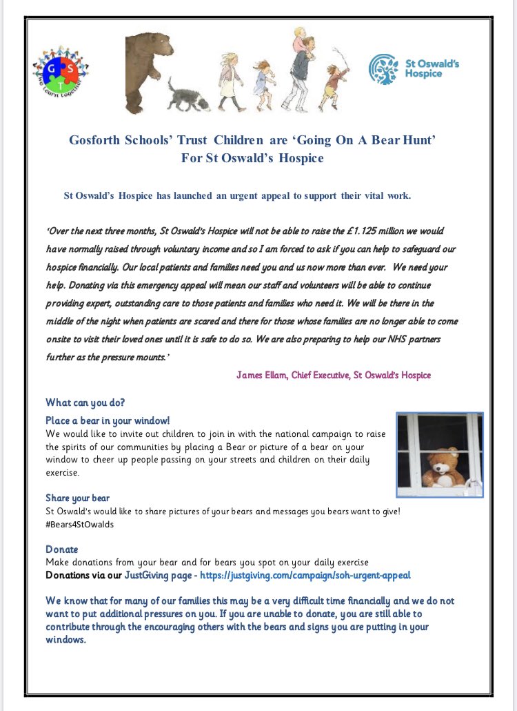 AllGosforth's tweet photo. @stoswaldsuk Needs your help. During these testing times our most vulnerable in society are hot the hardest. Please share, like, promote and most importantly donate what you can. We are all in this together. Please support St Oswald’s to they can continue their vital work. https://t.co/N2qPoyUxGy