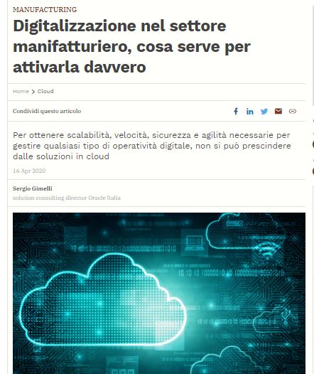 OracleItalia's tweet photo. #Digitalizzazione nel settore #manifatturiero, cosa serve per attivarla davvero -  Su @Industry4Biz il contributo di @SergioGimelli su opportunità e sfide per assicurare operatività #digitale alle aziende https://t.co/EXw9Ru7mLX #cloud #CFO #smartmanufacturing #Industry40 https://t.co/505hG0SZsa