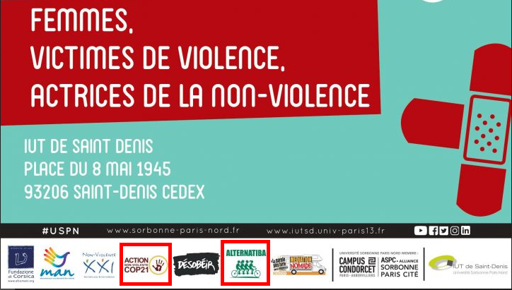 NiUnaMenos21's tweet photo. On retrouve partenaires de ce colloque scandaleux des complices informés et coupables : #MAN, #ANV, #IRNC, #AFCUmani.
Que viennent faire dans cette mascarade @AnvCop21 et @Alternatiba_ ? https://t.co/CoUh2VrQ2o