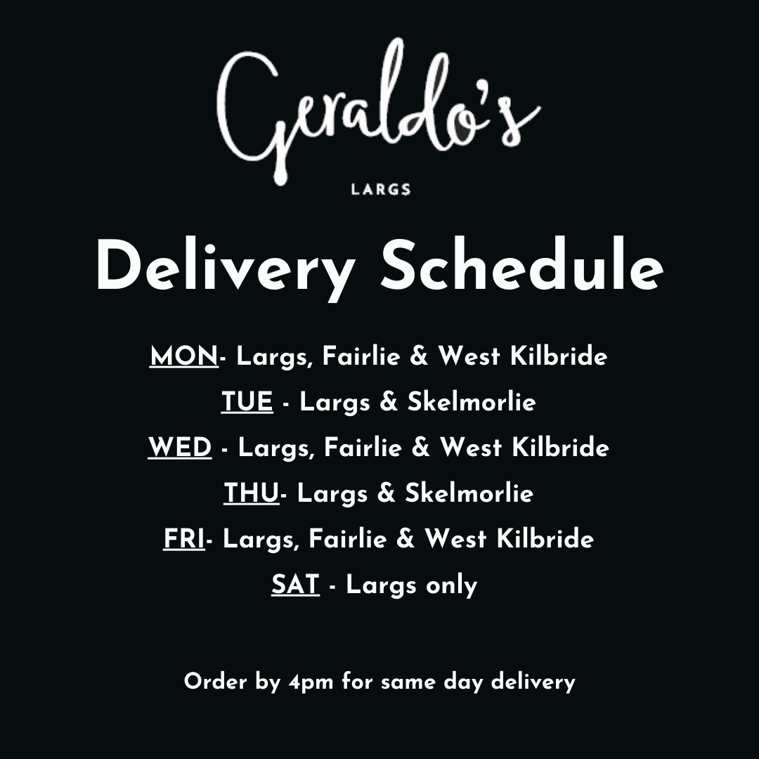 Geraldos_Largs's tweet photo. Our shop may be closed but we are still delivering. Order online or call us for local delivery around Largs FREE OF CHARGE. #orderonline #freedelivery #largs https://t.co/i9NO7ymtQo