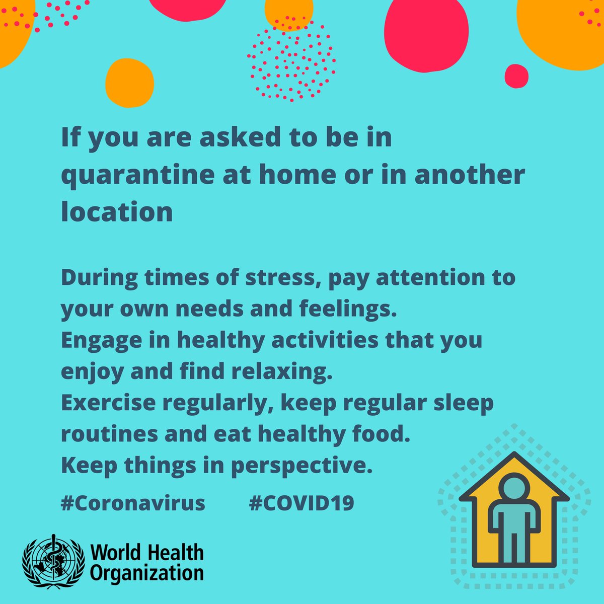 During  #COVID19, looking after your  #mentalhealth is vital.Pay attention to your own needs & feelingsEngage in healthy activitiesExercise regularlyKeep regular sleep routines & eat healthy foodShare with us what you are doing to stay  #HealthyAtHome   !