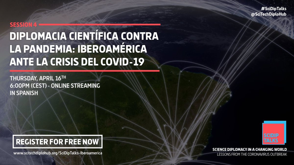 SciTechDiploHub's tweet image. 🌎 “#DiplomaciaCientífica contra la pandemia: #Iberoamérica ante la crisis del #COVID19”

¡#SciDipTalks hoy a las 6pm (CEST)!

Con @ElenaBuylla @FGLausin @fcoloninFL @SandraLpezVergs &amp;amp; @CR_Virology

🖥️ scitechdiplohub.org/scidiptalks-ib…