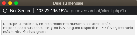 yoKreo's tweet photo. @Peru_Noticias @peru21noticias @elcomercio_peru 
@americatv
@atv_noticias

1. Este es el mensaje de error del chat de AFP PRIMA
2. Su teléfono de consultas Fono Prima: Lima 615-7272 ¡NO FUNCIONA! 
3. No está enviando los mails informando a los afiliados donde cobrar los S/. 2000 https://t.co/NyxIMnNfgN