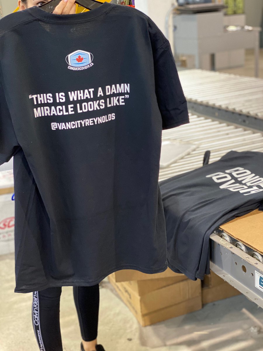wick_22's tweet image. See this T-shirt. Boring right? Why? Because we are busy getting PPE to those who need it. Go to conquercovid19.ca and get yours while they last. Join our team and let’s do this 🇨🇦. All proceeds to @conquercovid19 to buy PPE.