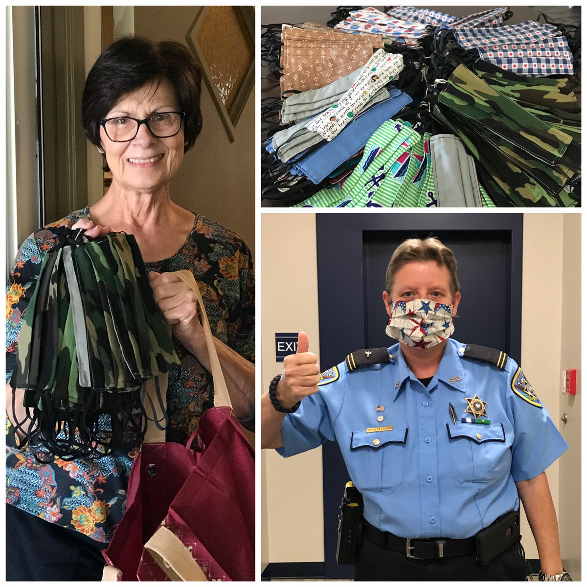 LafourcheSO's tweet image. We extend a huge THANK YOU to Mrs. Mae Ann Danos for her generous donation of homemade masks for our employees at the Lafourche Parish Correctional Complex! Correctional Officer Crystal King gave them a big thumbs up! 💙💙💙