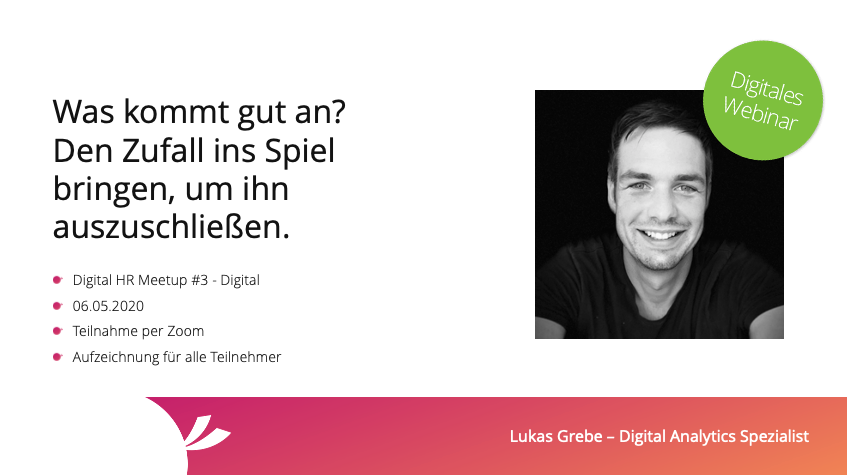 planinjade's tweet photo. 📹Digital HR Meetup #3 - Virtuell 📹

Unsere Themen:
🎤„Eyetracking, A/B-Testing, Heatmaps – Wie Usability Research aus dem eCommerce auch deine Karriereseite voranbringt.“

🎤„Was kommt gut an? Den Zufall ins Spiel bringen, um ihn auszuschließen“

👉https://t.co/uvvIeDNKAv https://t.co/dDQ0pIkcXy