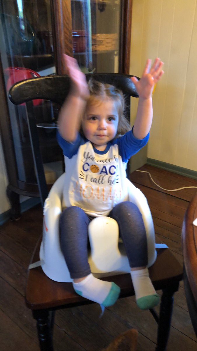 CandiceParsley's tweet photo. Just practicing cheering on our Lady Trojans for next basketball season! Keep looking forward, my friends! We will come out of this better and stronger! #newkentstrong #nklearnsathome https://t.co/M8tPFlxtB0