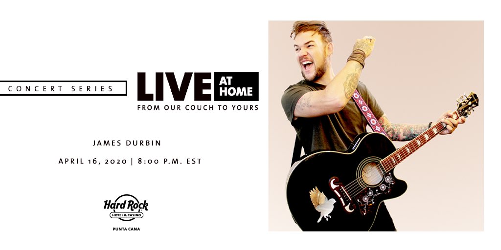 HRHCancun's tweet photo. Tonight we have another exciting Live at Home concert with @durbinrock. Get ready to tune in to @hrhpuntacana instagram and keep rocking from home with us. See you tonight at 8:00 p.m. EST. Shoutout to our friends at @allianceconnect for making this happen.  #HardRockHotelsatHome https://t.co/Muu18OMB8L