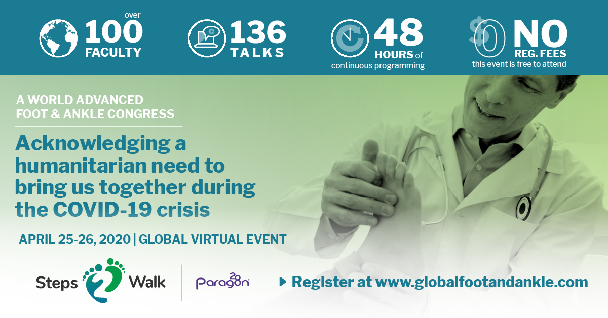 28Paragon's tweet photo. ATTN: Surgeons! We are thrilled to announce that registration is now open for the World Advanced F&amp;A Congress. We are partnering with @Steps2Walk to provide a free experience for Health Care Providers and Paragon 28 Staff. 
Register for free Here - https://t.co/gd7iAedWfb https://t.co/W6uuGxNJWS