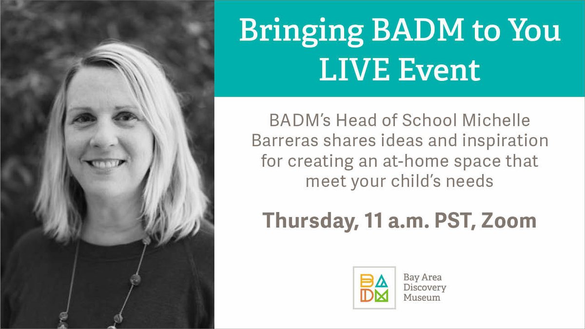 Today! Parent tips for creating an environment for child-directed play! Join us at 11 a.m. PST zoom.us/j/92378223296

#ChildrensMuseumsatHome