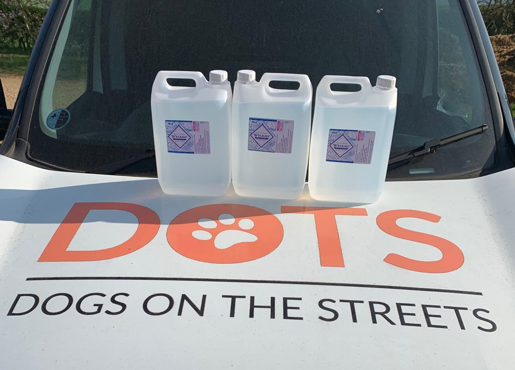 SudboroughSara's tweet photo. Thank you on behalf of @dotslondon to @WharfDistillery who repurposed their business temporarily to produce hand sanitiser! Funded via their https://t.co/Lp0bbMLvn9. Dots volunteer vets, vet nurses and front line volunteers really appreciate it. https://t.co/xvIxVHbH26