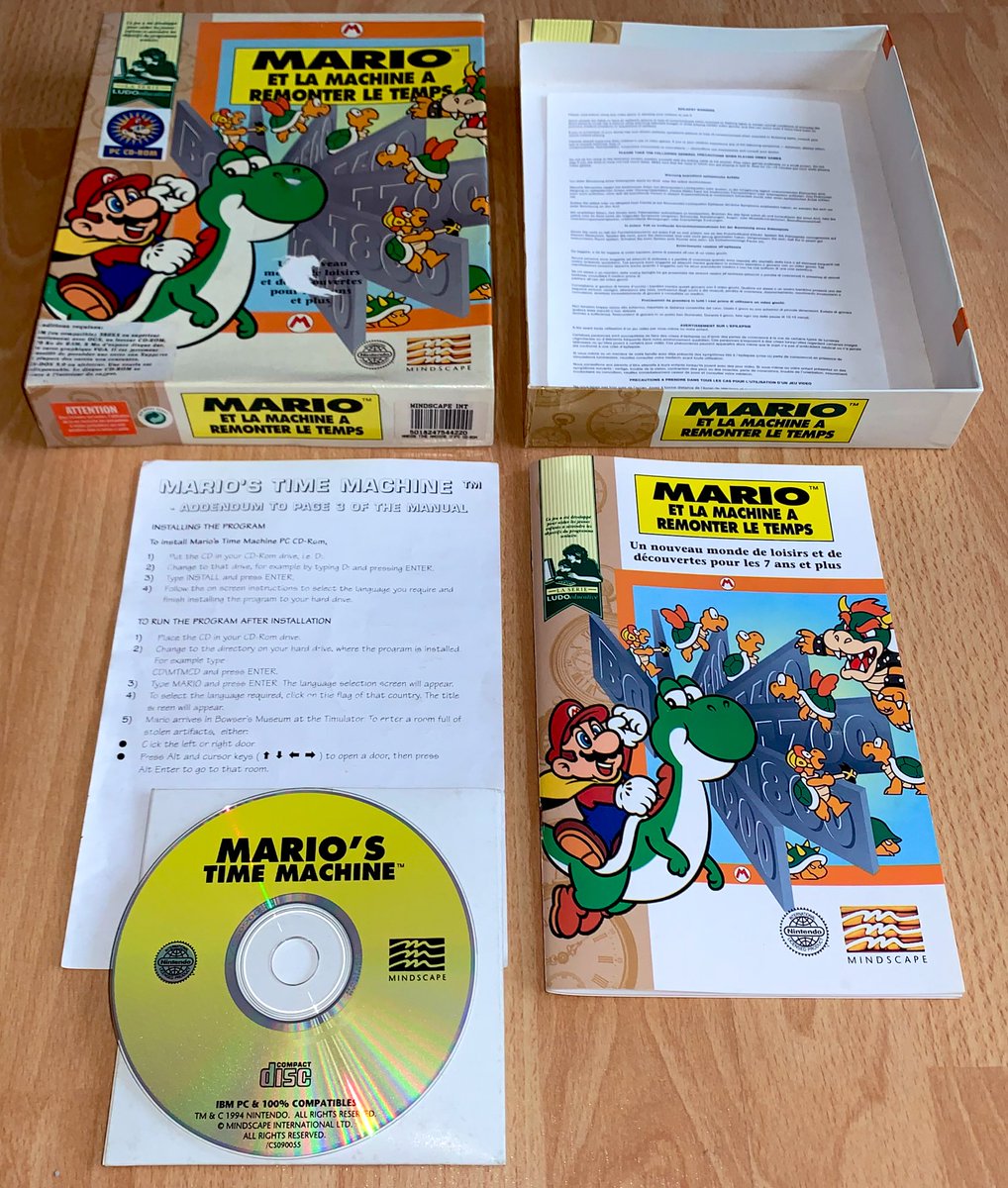 Mario et la machine à remonter le temps (PC, 1994) Plus connu sous le nom de Mario's Time Machine, ce jeu de la gamme éducative de Mindscape était aussi sorti sur NES et SNES, comme Mario a disparu (Mario Is Missing !).Donc, vos "Mario sur PC, ça arrivera jamais", hein… 