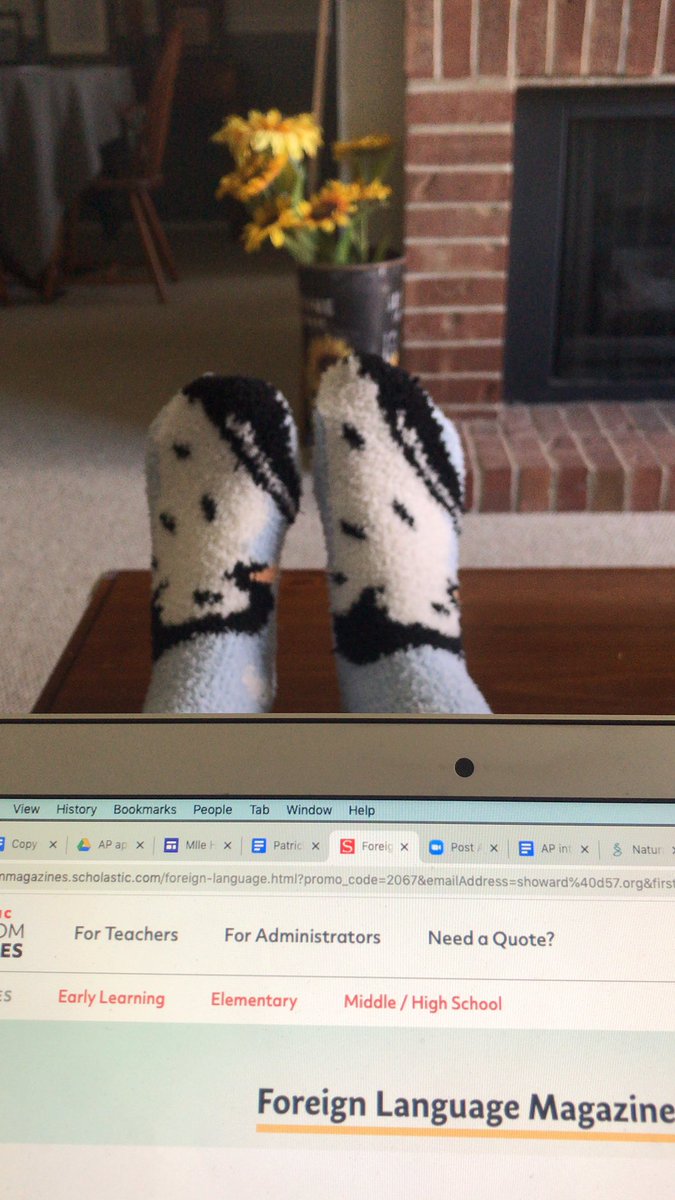 Today, I’m feeling grateful for all the comfy socks I got from students at Christmas. They’re really coming in handy working from home. Check out these penguins! 🐧