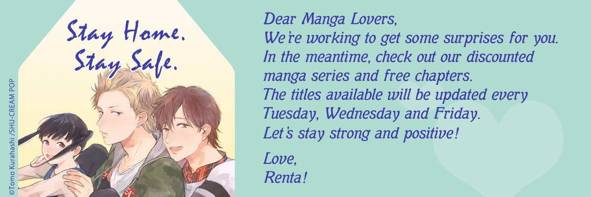 Renta Official Manga Store On Twitter Dear Manga Lovers We Re Working On Some Surprises For You In The Meantime Check Out Our Discounted Manga Series And Free Chapters Let S Stay Strong And Positive