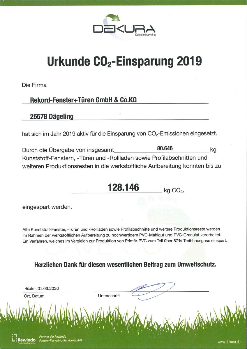 Rekord Fenster Turen Wir Legen Sehr Viel Wert Auf Das Thema Umweltschutz Und Das Nicht Nur Im Holzbereich Auch In Der Kunststoffabteilung Achten Wir Auf Die Umwelt T Co Xqwmsv4hqw