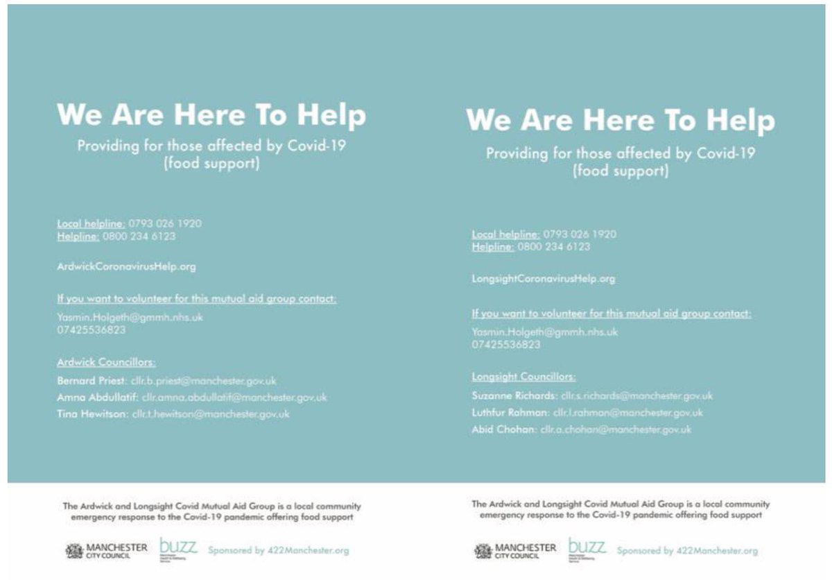 Our local line will be active from 10-3pm all week, managed by volunteers.

Local Ardwick and Longsight helpline: 

07930 261 920

For emergencies you can contact the Manchester City council line: 

0800 234 6123
