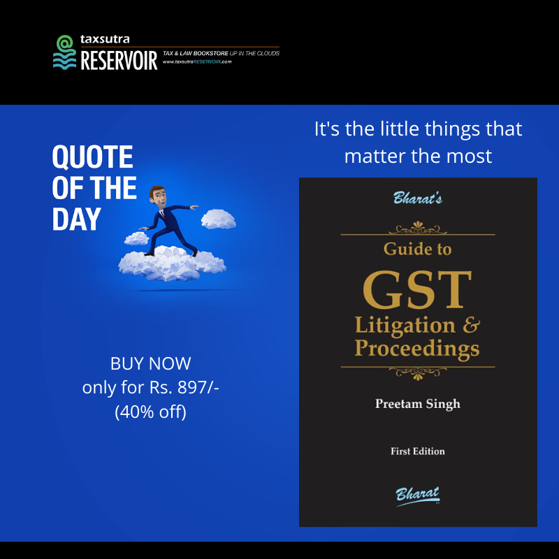 Taxsutra's tweet photo. An e-Guide to GST Litigation &amp; Proceedings Now at 40% off!
Grab your copy on the Reservoir : https://t.co/WctXYBJO8h
#Tax #Taxsutra #Ebookstore #TaxsutraReservoir #SpecialOffer #GST #GSTguide #Eguide #Litigation #Proceedings https://t.co/iQsZzZih7X