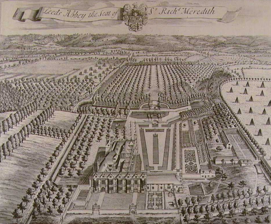 Here is a print of the site as a Jacobean manor house which has completely gone except for two dovecots and the abovementioned "slype" at the N end of the mill pond which is probably not part of the Priory beyond using looted medieval masonry, but is currently "at risk"